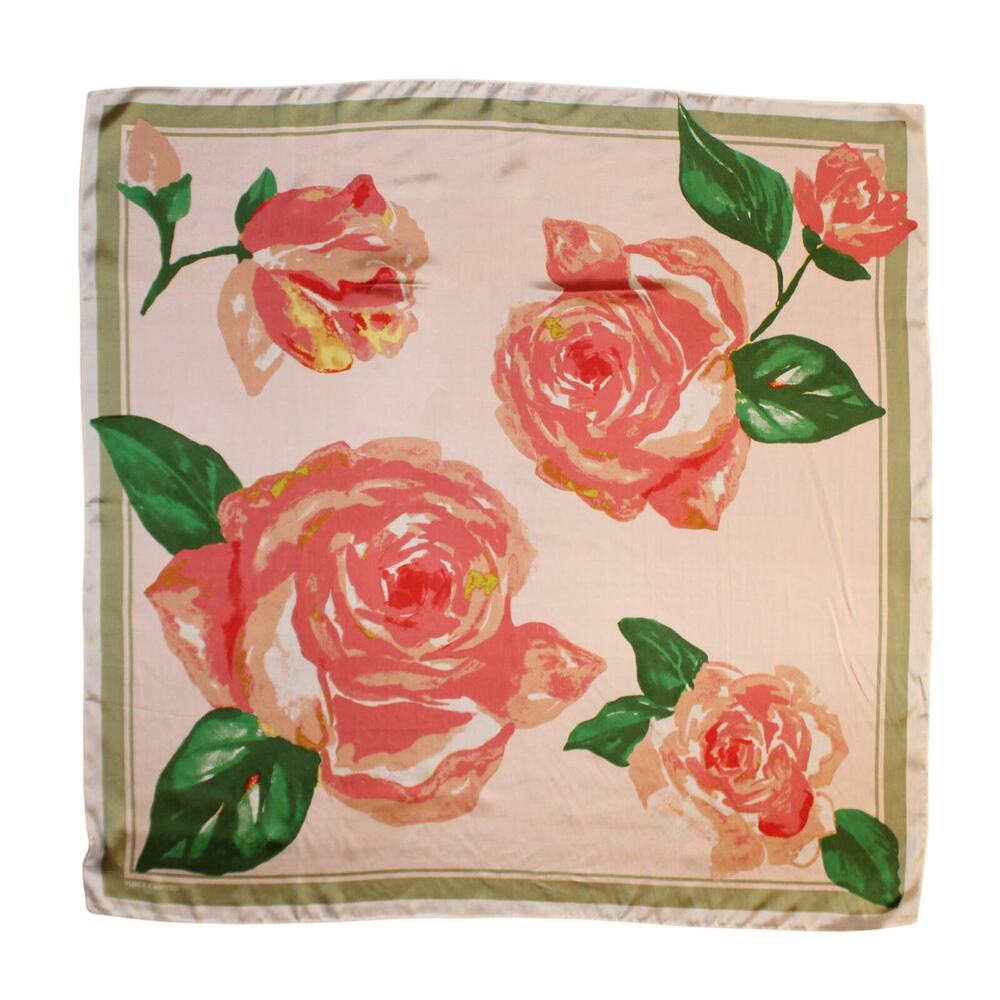 Vince Camuto 100% Silk Holiday Rose 36" Square Scarf #VC2352